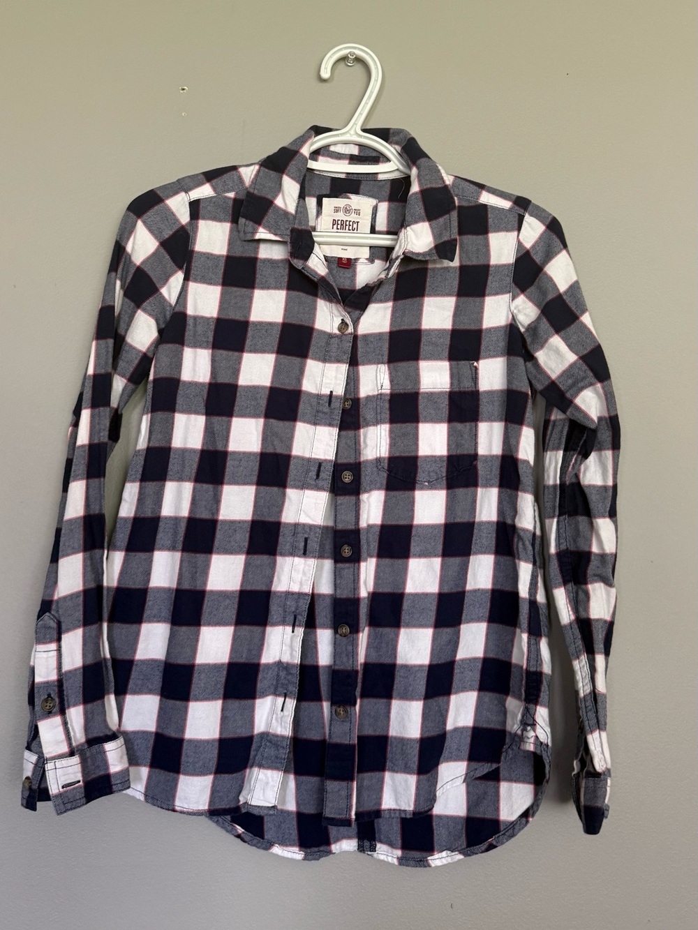SO Black and White Plaid Button-Up Sweater